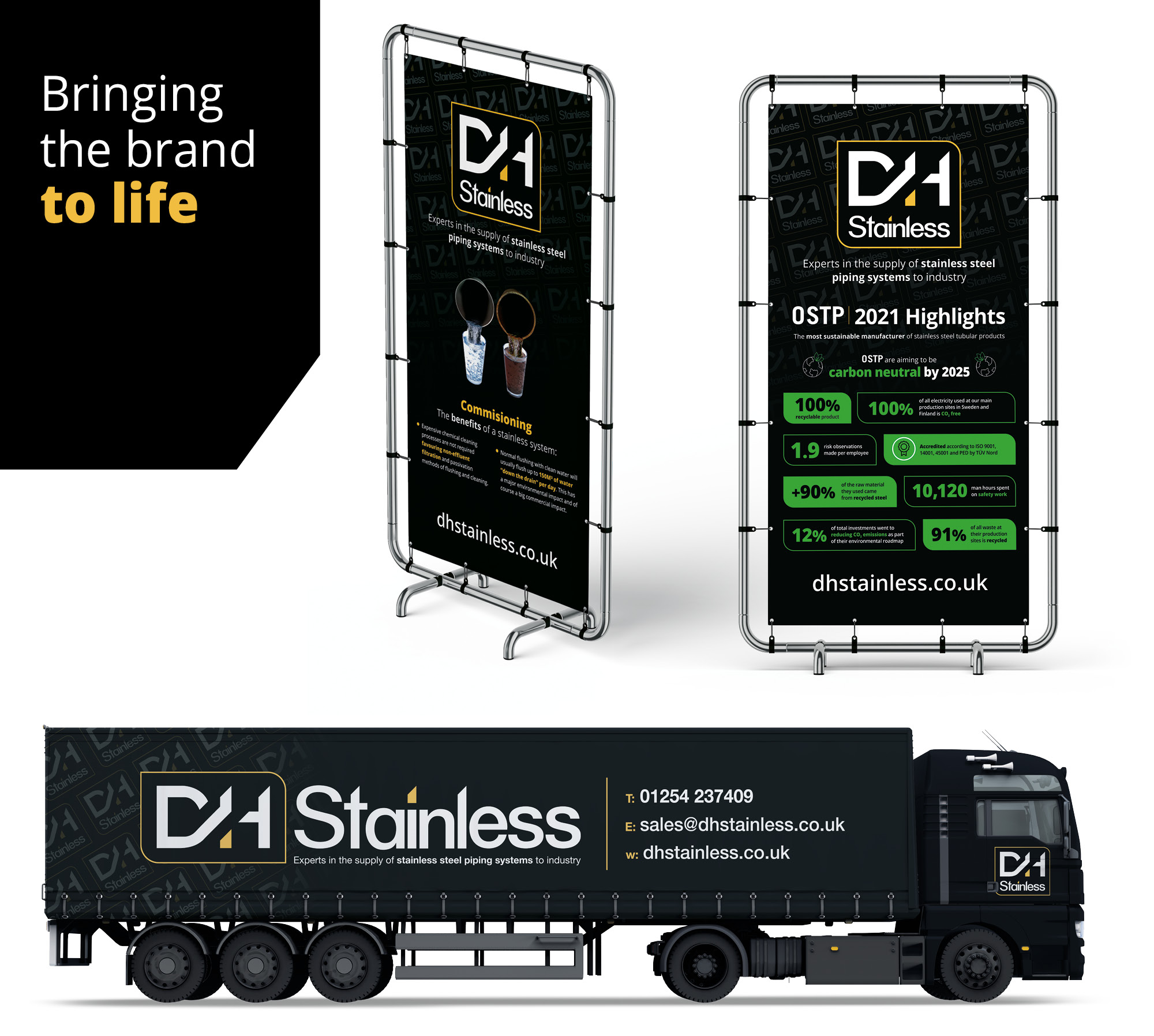 Exhibition Banners and Lorry Graphic Design for DH Stainless