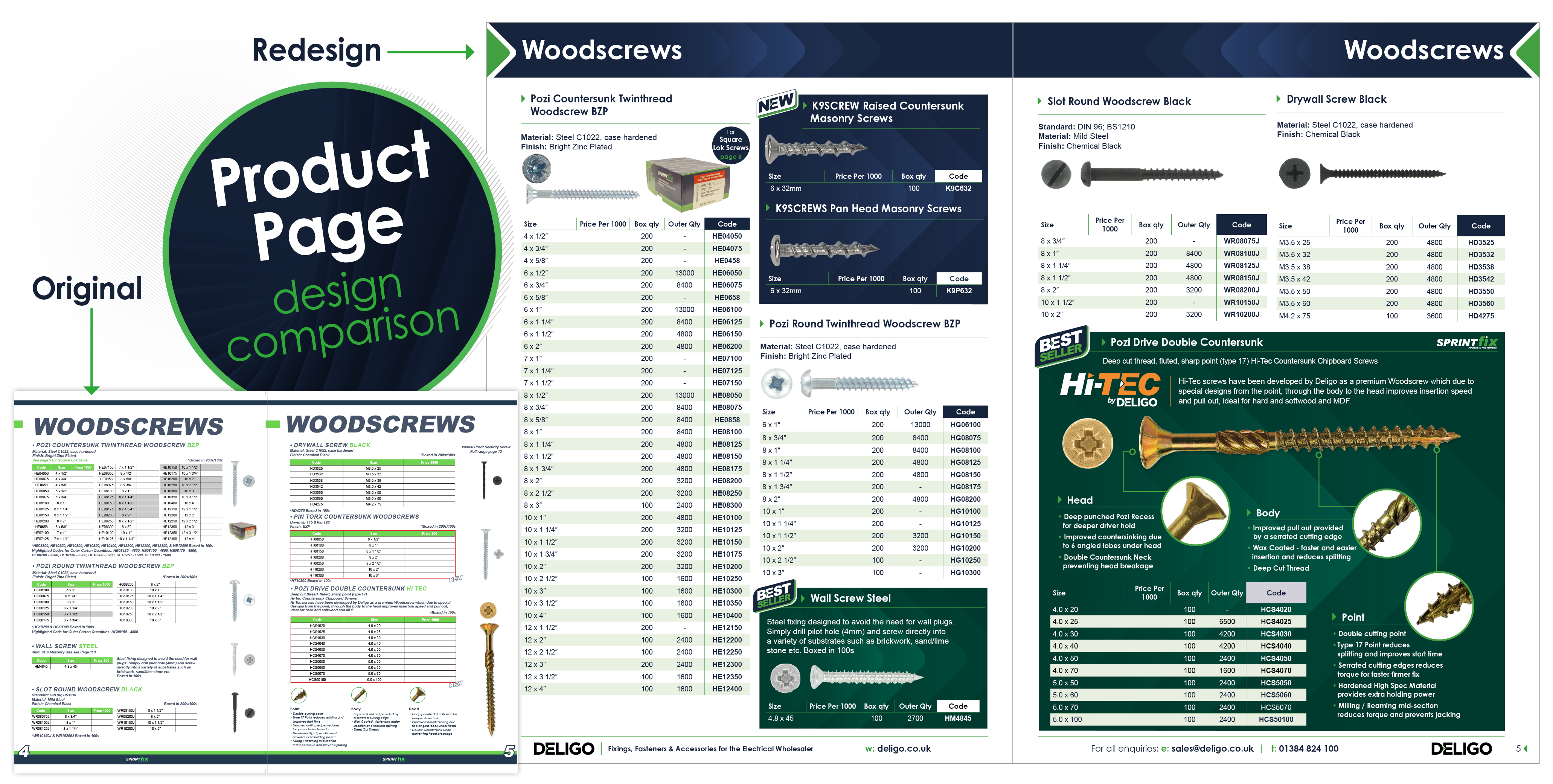 Design comparison between old pricelist and redesigned pricelist