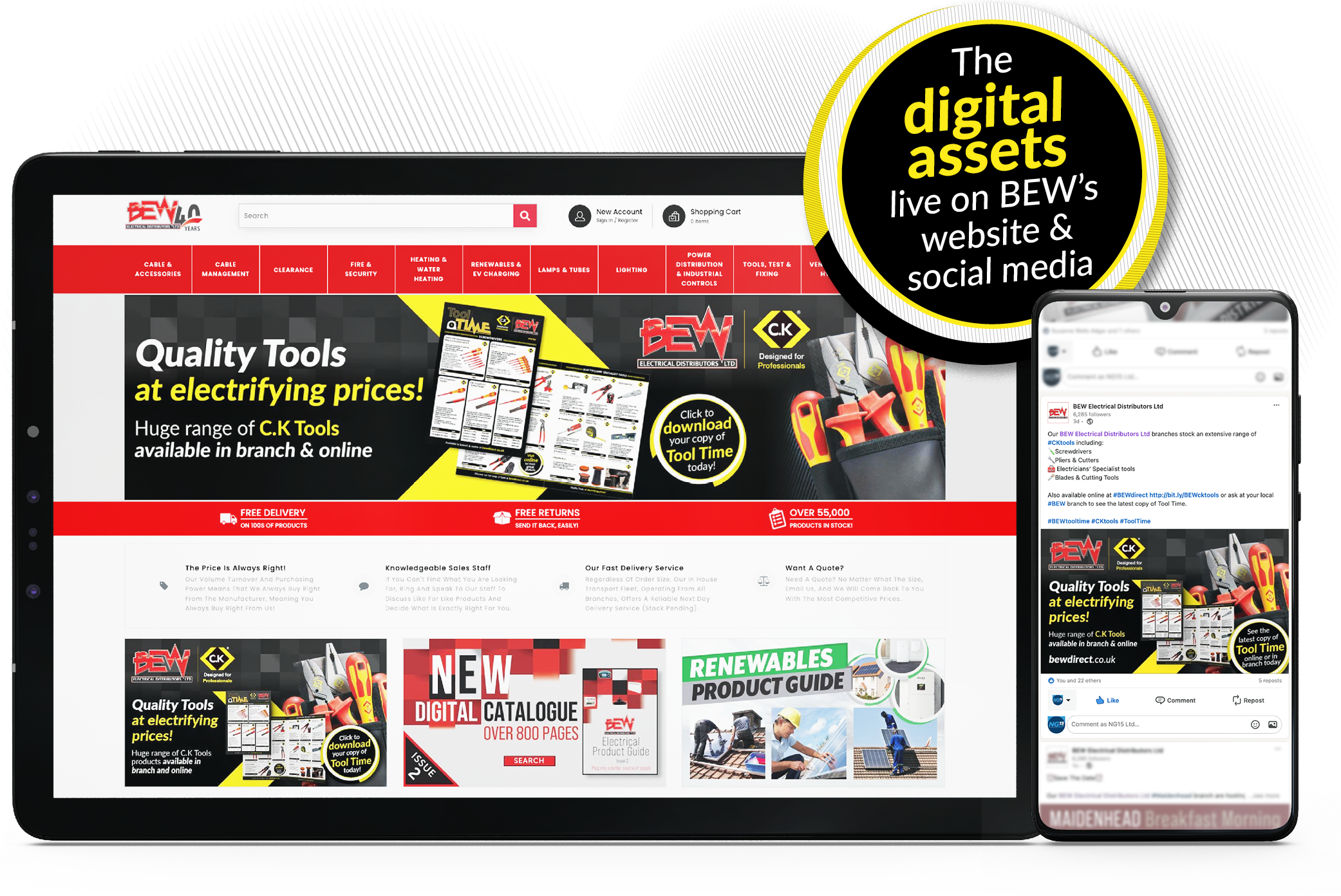 'Tool Time' campaign digital assets featured on BEW's website homepage and Social Media.